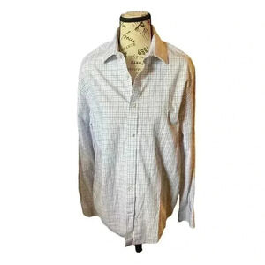 TOMMY HILFIGER SIZE LARGE (34/35)BLUE AND DARK BLUE TINY STRIPES BUTTON DOWN